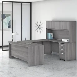 Studio C 72"W U Shaped Desk with Hutch and Mobile File Cabinet, (STC003PGSU) Office Desks