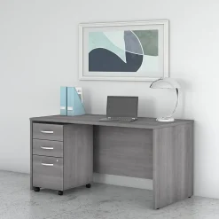 Best Studio C 60"W Office Desk with Mobile File Cabinet, (STC014PGSU) Computer Desks