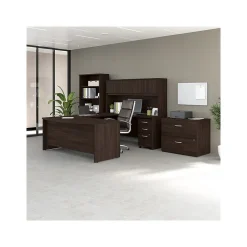 Best Studio C 72"W U Shaped Desk with Hutch, Bookcase and File Cabinets, (STC001BWSU) Office Desks