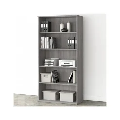 Best Studio A 73"H 5-Shelf Bookcase with Adjustable Shelves, Laminated Wood (SDB7236PG-Z) Bookcases