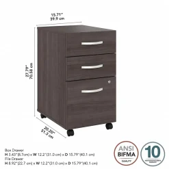 Studio A 3-Drawer Mobile Vertical File Cabinet, Letter/Legal Size, Lockable, (SDF216SGSU-Z) File Cabinets