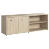 Discount Bush Business Furniture Studio C Low Storage Cabinet with Doors and Shelves, Natural Elm (SCS160NE) Storage Cabinets