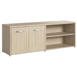 Discount Bush Business Furniture Studio C Low Storage Cabinet with Doors and Shelves, Natural Elm (SCS160NE) Storage Cabinets