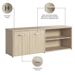 Discount Bush Business Furniture Studio C Low Storage Cabinet with Doors and Shelves, Natural Elm (SCS160NE) Storage Cabinets