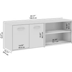 Discount Bush Business Furniture Studio C Low Storage Cabinet with Doors and Shelves, Natural Elm (SCS160NE) Storage Cabinets