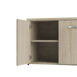 Discount Bush Business Furniture Studio C Low Storage Cabinet with Doors and Shelves, Natural Elm (SCS160NE) Storage Cabinets