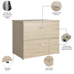 Clearance Bush Business Furniture Studio C 2 Drawer Lateral File Cabinet, Natural Elm (SCF136NESU) File Cabinets