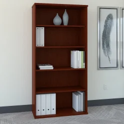 Hot Series C 72.79" 5-Shelf Bookcase with Adjustable Shelves, Laminated Wood (WC36714) Bookcases