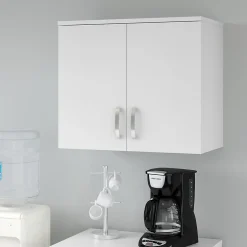 Clearance Universal 24" Wall Cabinet with Doors and 2 Shelves, White (UNS428WH) Storage Cabinets