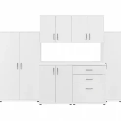 Universal 62" 6-Piece Modular Storage Set with 14 Shelves, White (UNS002WH) Storage Cabinets