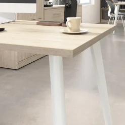 New Vista 72"W Desk with Lateral File Cabinet and Bookcase, Natural Elm (VST011NESU) Office Desks