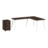 Clearance Vista 60"W L Shaped Desk with Mobile File Cabinet, Black Walnut (VST008BWSU) L-Desks