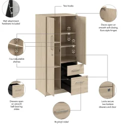 Discount Vista Wardrobe Cabinet with Drawers, Natural Elm (VSS130NEK) Storage Cabinets