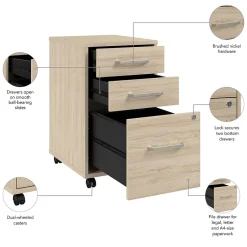 Outlet Vista 3 Drawer File Cabinet, Natural Elm (VSF116NESU) File Cabinets