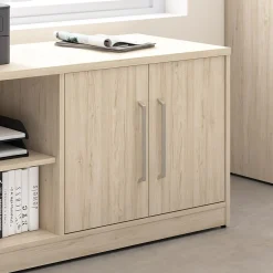 Clearance Vista Low Storage Cabinet with Doors and Shelves, Natural Elm (VSS160NE) Storage Cabinets