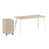 Clearance Vista 60"W Desk with 3 Drawer Mobile File Cabinet, Natural Elm (VST002NESU) Office Desks