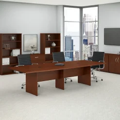 Hot 120W x 48D Boat Shaped Conference Table with Wood Base, (99TB12048HCK) Conference Room Tables