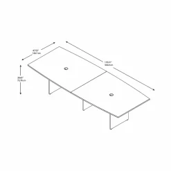 Hot 120W x 48D Boat Shaped Conference Table with Wood Base, (99TB12048HCK) Conference Room Tables