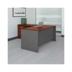 Best Westfield 66"W L Shaped Desk with Return and File Cabinet, Gray (SRC083HCSU) L-Desks