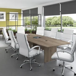 Best 120W x 48D Boat Shaped Conference Table with Wood Base, Modern Hickory (99TB12048MHK) Conference Room Tables