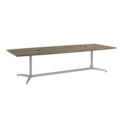 Clearance 120W x 48D Boat Shaped Conference Table with Metal Base, Modern Hickory (99TBM120MHSVK) Conference Room Tables