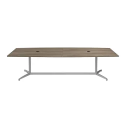 Clearance 120W x 48D Boat Shaped Conference Table with Metal Base, Modern Hickory (99TBM120MHSVK) Conference Room Tables