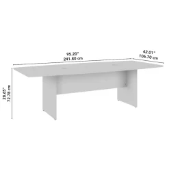 Clearance 96W x 42D Boat Shaped Conference Table with Wood Base, Modern Hickory (99TB9642MHK) Conference Room Tables