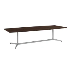 Outlet 120W x 48D Boat Shaped Conference Table with Metal Base, Black Walnut (99TBM120BWSVK) Conference Room Tables