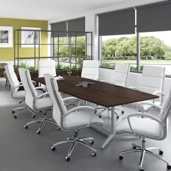 Outlet 120W x 48D Boat Shaped Conference Table with Metal Base, Black Walnut (99TBM120BWSVK) Conference Room Tables