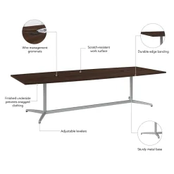 Outlet 120W x 48D Boat Shaped Conference Table with Metal Base, Black Walnut (99TBM120BWSVK) Conference Room Tables