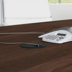 Outlet 120W x 48D Boat Shaped Conference Table with Metal Base, Black Walnut (99TBM120BWSVK) Conference Room Tables