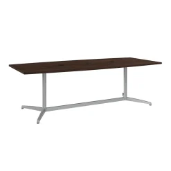 Sale 96W x 42D Boat Shaped Conference Table with Metal Base, Black Walnut (99TBM96BWSVK) Conference Room Tables