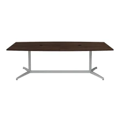 Sale 96W x 42D Boat Shaped Conference Table with Metal Base, Black Walnut (99TBM96BWSVK) Conference Room Tables