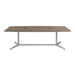 Hot 96W x 42D Boat Shaped Conference Table with Metal Base, Modern Hickory (99TBM96MHSVK) Conference Room Tables