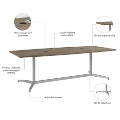 Hot 96W x 42D Boat Shaped Conference Table with Metal Base, Modern Hickory (99TBM96MHSVK) Conference Room Tables