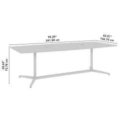 Hot 96W x 42D Boat Shaped Conference Table with Metal Base, Modern Hickory (99TBM96MHSVK) Conference Room Tables