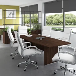 New 96W x 42D Boat Shaped Conference Table with Wood Base, Black Walnut (99TB9642BWK) Conference Room Tables