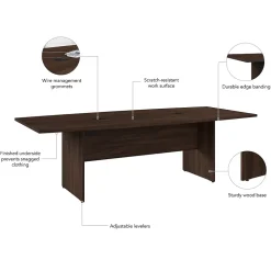 New 96W x 42D Boat Shaped Conference Table with Wood Base, Black Walnut (99TB9642BWK) Conference Room Tables