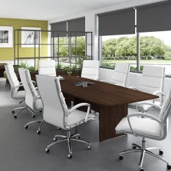 Discount 120W x 48D Boat Shaped Conference Table with Wood Base, Black Walnut (99TB12048BWK) Conference Room Tables