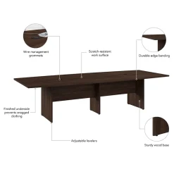 Discount 120W x 48D Boat Shaped Conference Table with Wood Base, Black Walnut (99TB12048BWK) Conference Room Tables