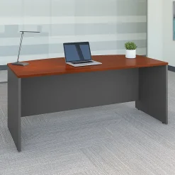 Online Westfield 72"W Bow Front Desk, Gray (WC24446) Computer Desks