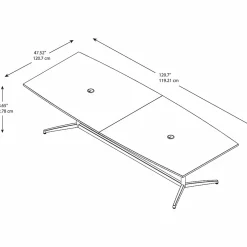 Sale 120W x 48D Boat Shaped Conference Table with Metal Base, (99TBM120MRSVK) Conference Room Tables