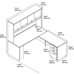 Westfield 72W L Shaped Desk with Hutch and Mobile File Cabinet, Hansen Cherry (SRC0018HCSU) L-Desks