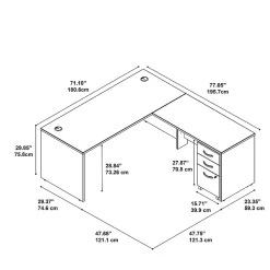 Westfield 72W L Shaped Desk with 48W Return and Mobile File Cabinet, Hansen Cherry (SRC001HCSU) Office Desks