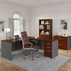 Westfield 72W L Shaped Desk with 48W Return and Mobile File Cabinet, Hansen Cherry (SRC001HCSU) Office Desks