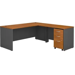 New Westfield 72W L Shaped Desk with 48W Return and Mobile File Cabinet, Natural Cherry (SRC001NCSU) L-Desks