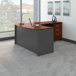 New Westfield Right Handed L Shaped Desk with Mobile File Cabinet, Hansen Cherry (SRC007HCRSU) Corner Desks