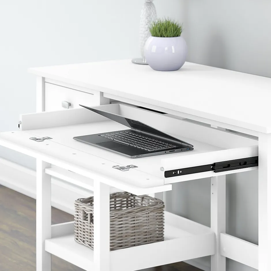 Broadview 54"W Computer Desk with Shelves, Pure White (BDD154WH-03) Computer Desks