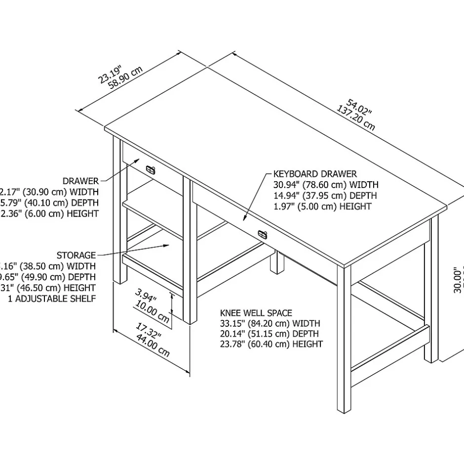 Broadview 54"W Computer Desk with Shelves, Pure White (BDD154WH-03) Computer Desks