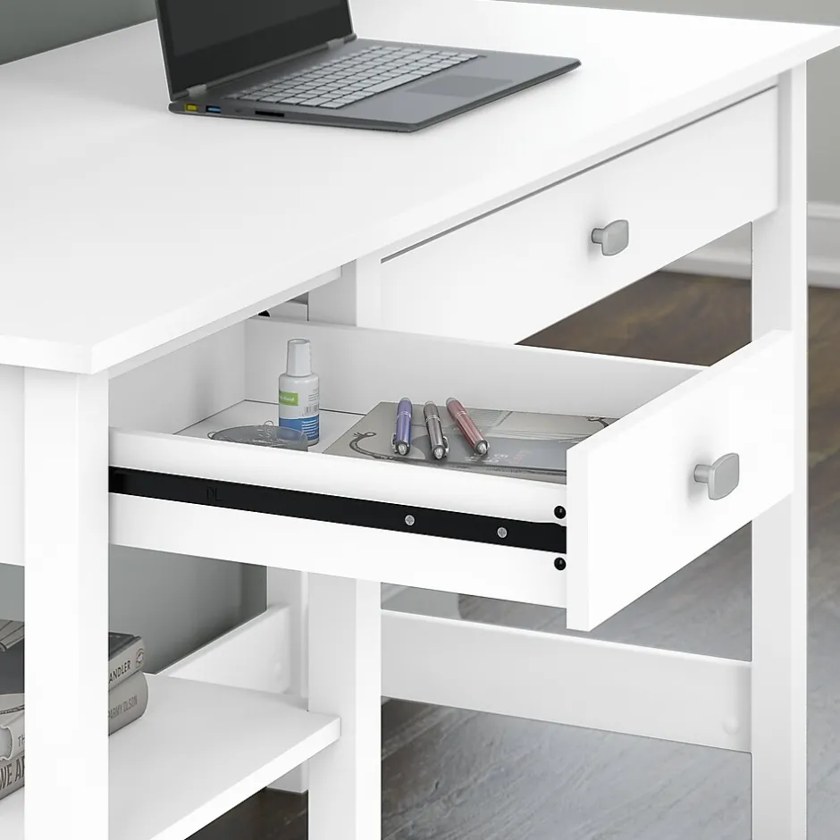 Broadview 54"W Computer Desk with Shelves, Pure White (BDD154WH-03) Computer Desks